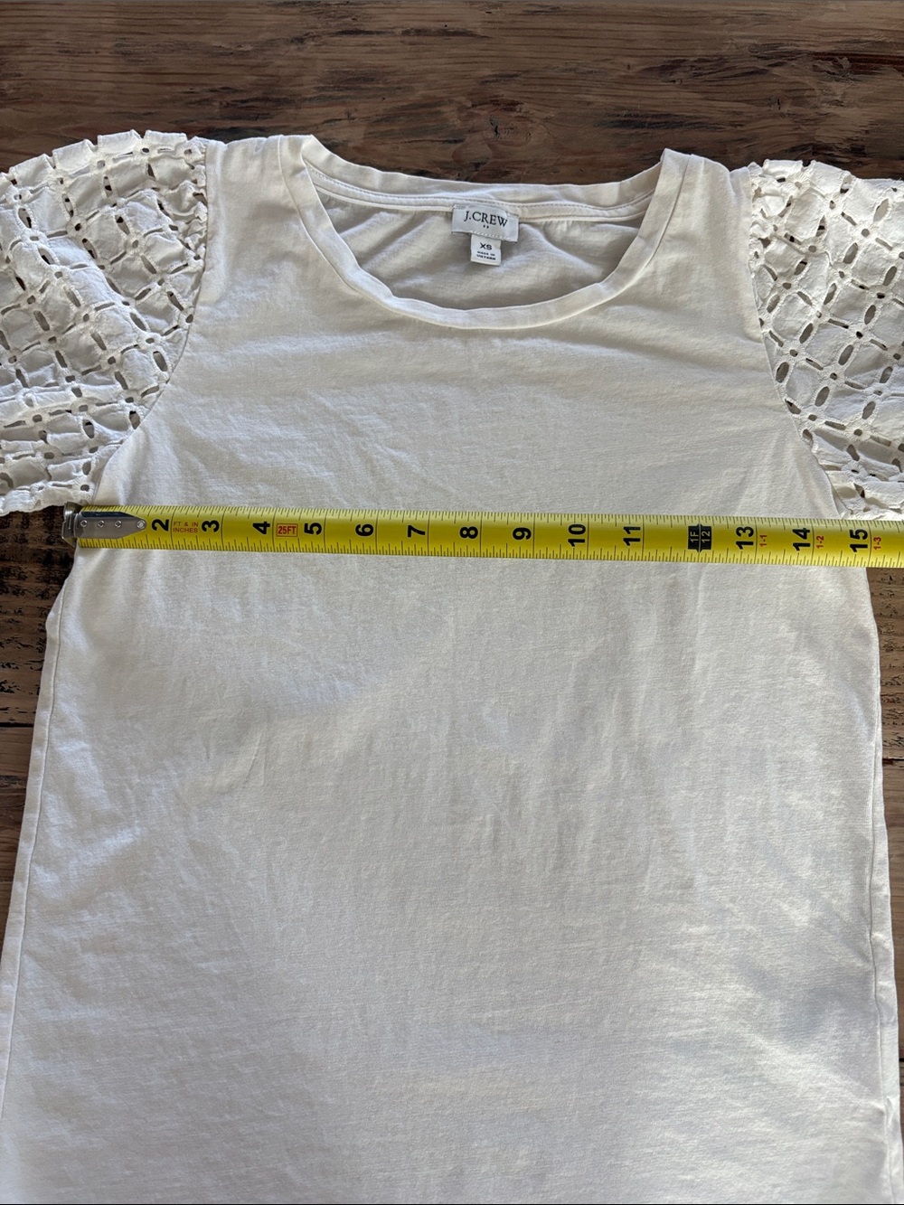 J. Crew Cream Puff Sleeve Eyelet Tee - Picture 3 of 3